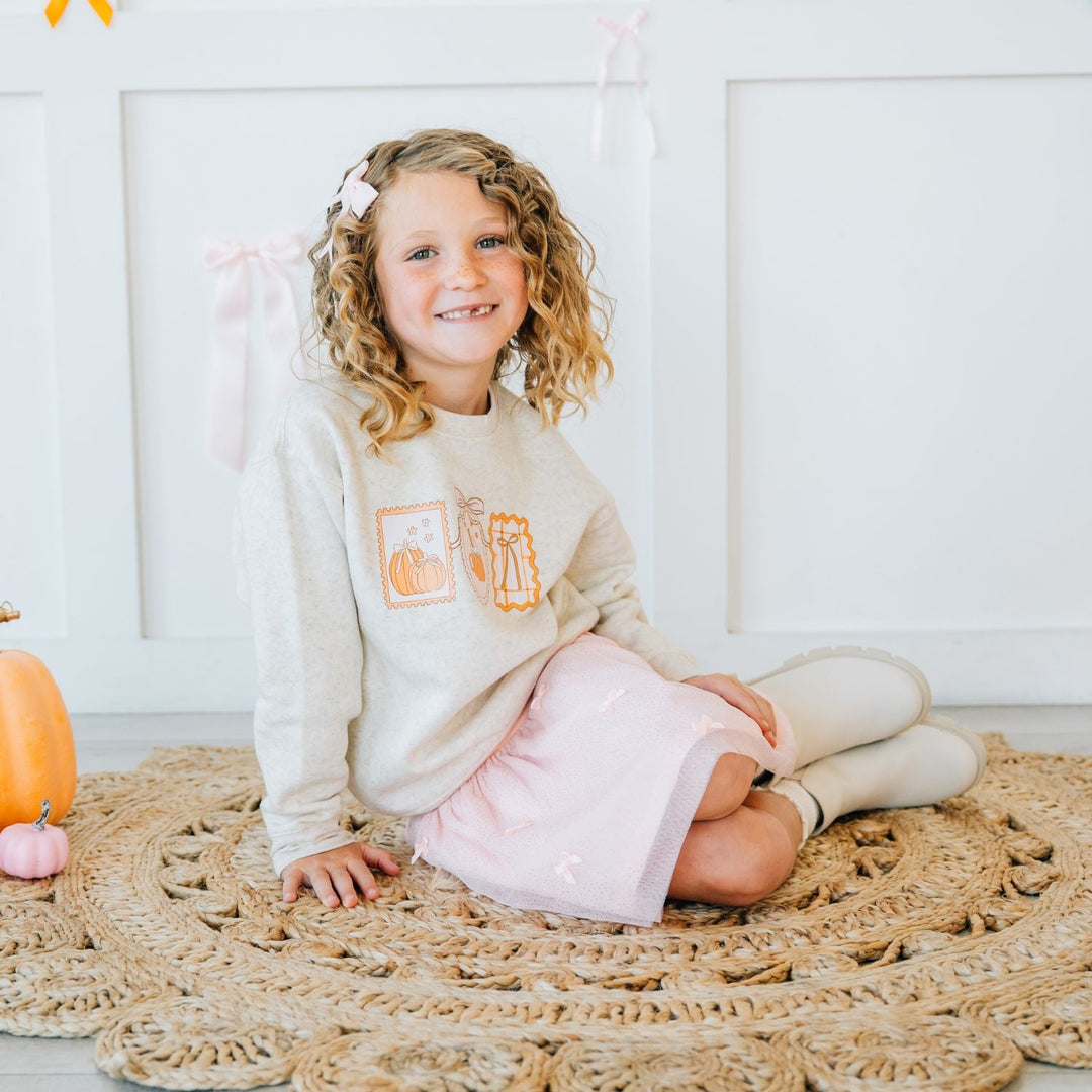 Pumpkin Embroidered Bow Clip