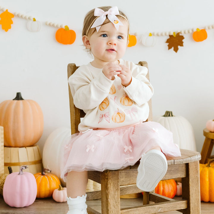 Pumpkin Embroidered Bow Baby Headband