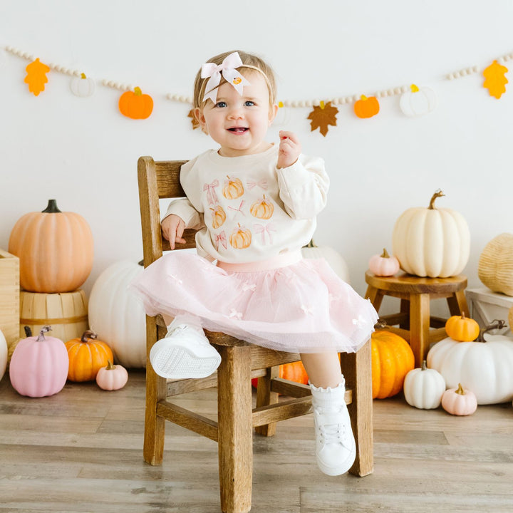 Pumpkin Embroidered Bow Baby Headband