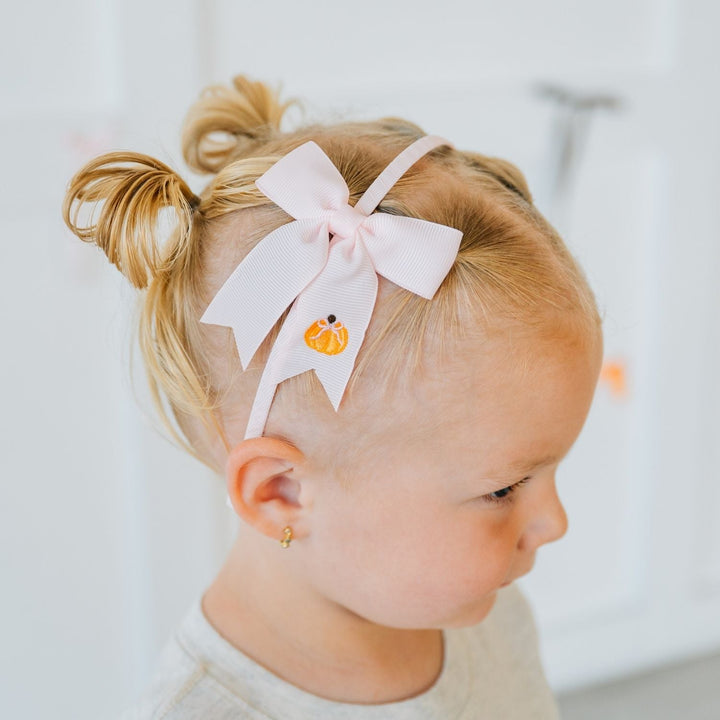 Pumpkin Embroidered Bow Headband