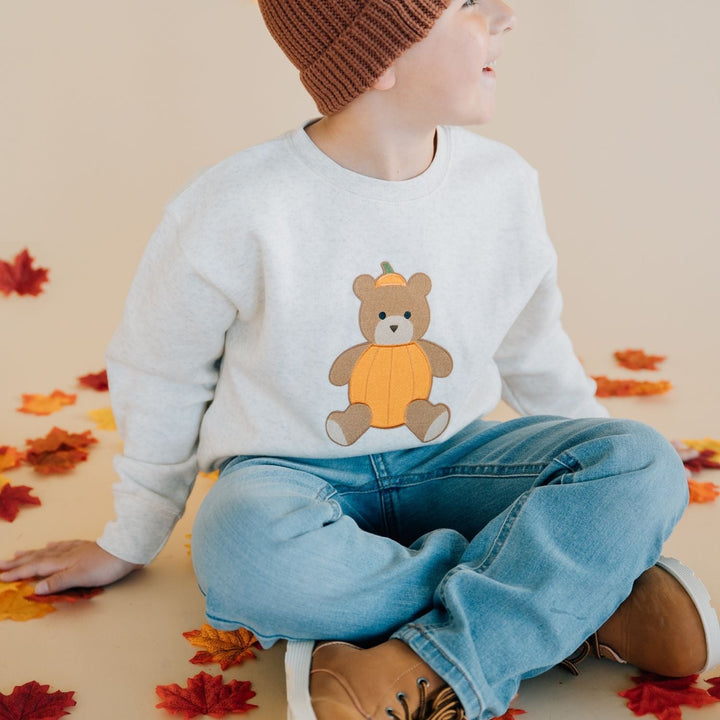 Pumpkin Teddy Bear Patch Sweatshirt
