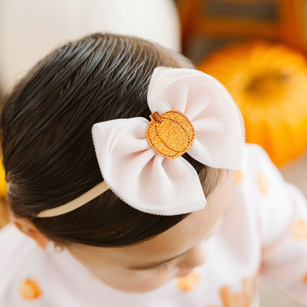 Pumpkin Tulle Bow Baby Headband