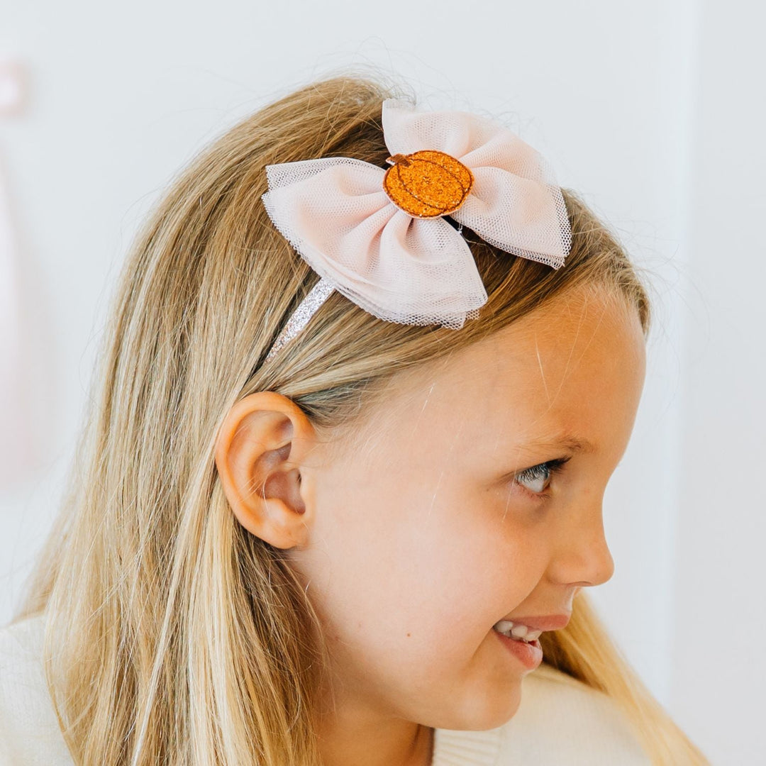 Pumpkin Tulle Bow Headband
