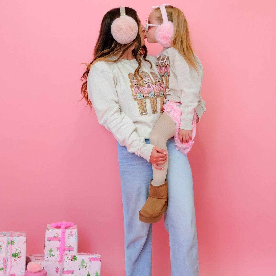 Pastel Nutcracker Patch Christmas Women's Sweatshirt - Natural