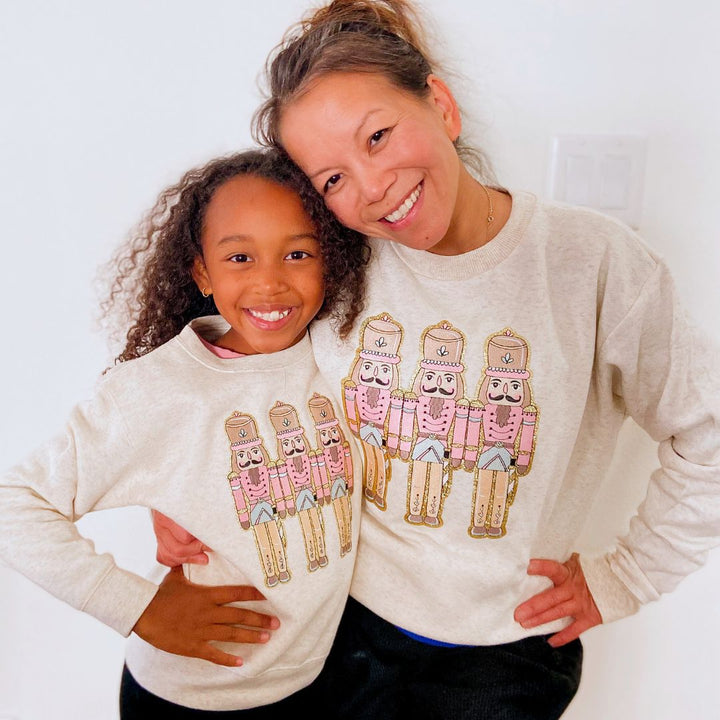 Pastel Nutcracker Patch Christmas Women's Sweatshirt - Natural
