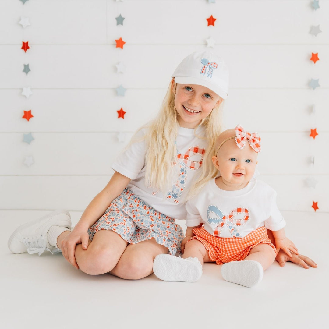Patchwork Bow Patch Short Sleeve Romper