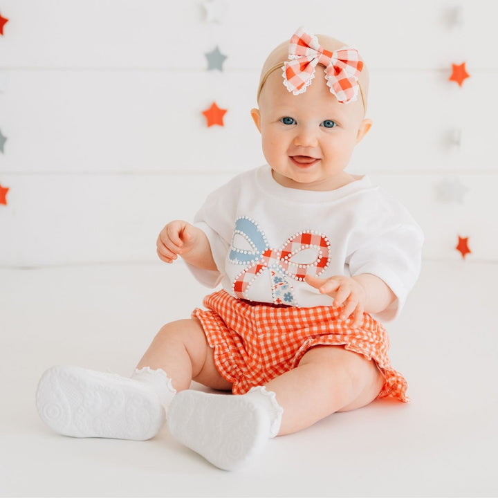 Red Gingham Bow Baby Headband