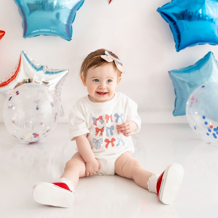 Patriotic Cutie Short Sleeve Romper - White