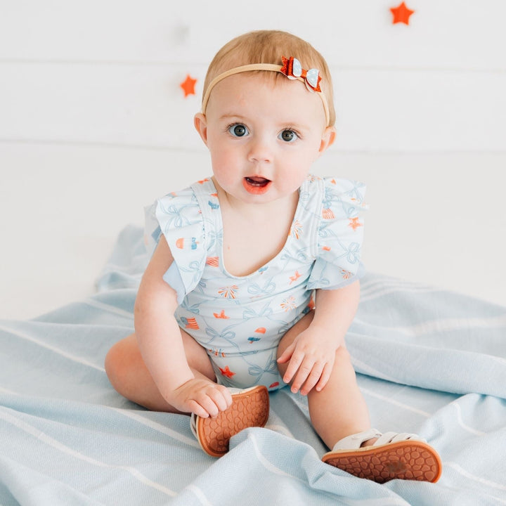 Glitter Flag Bow Baby Headband