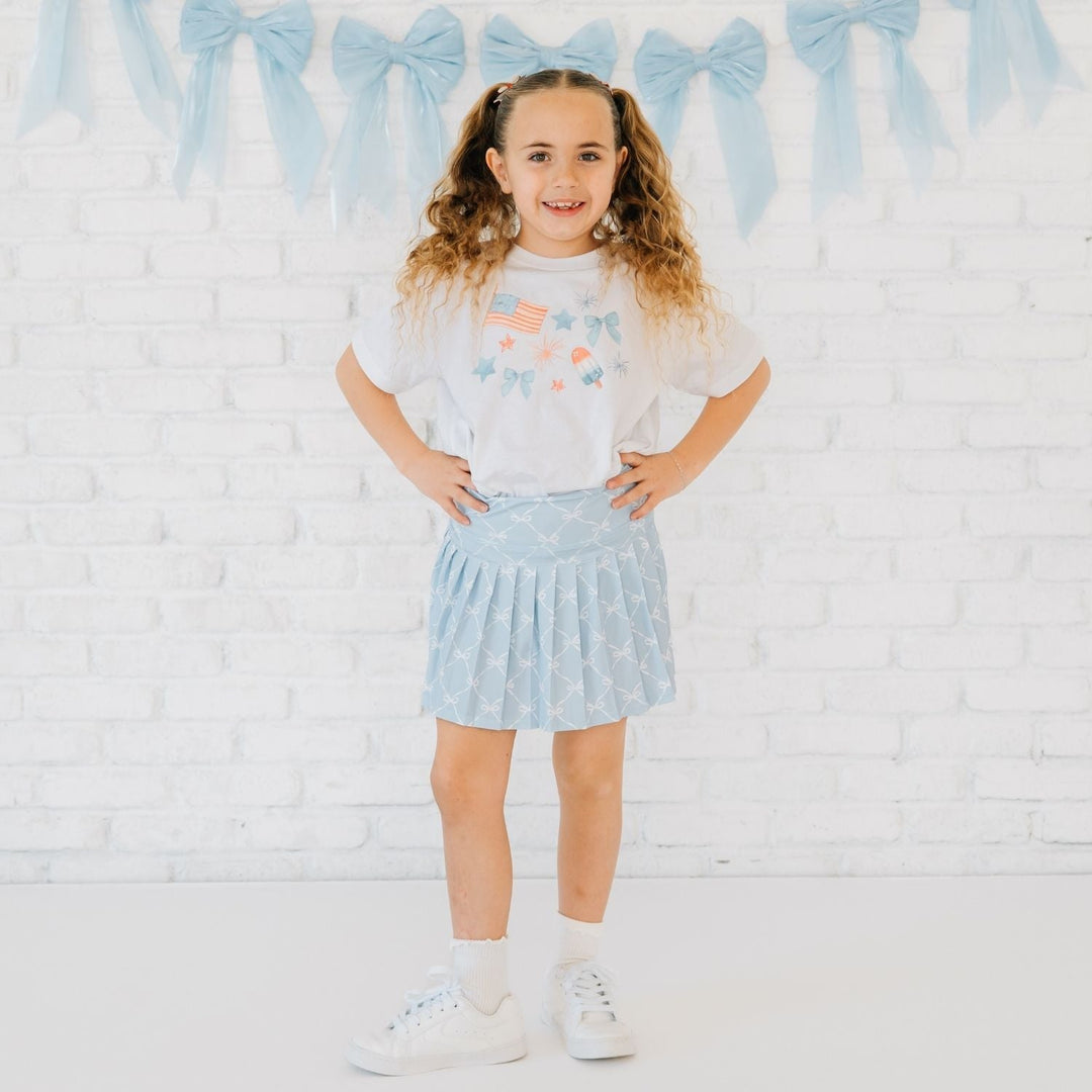 Powder Blue Bow Trellis Athletic Skort