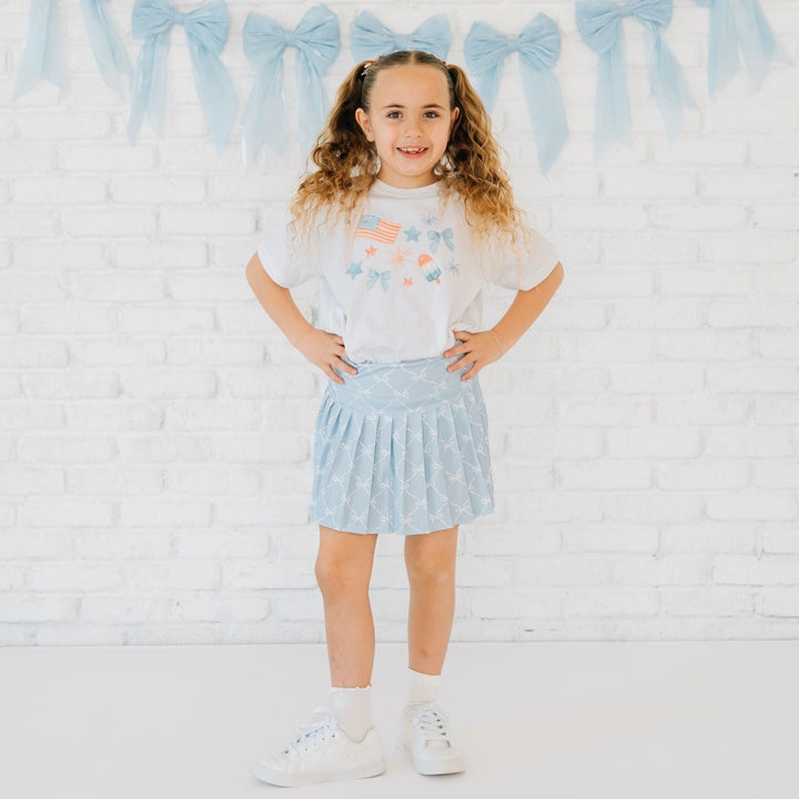 Powder Blue Bow Trellis Athletic Skort