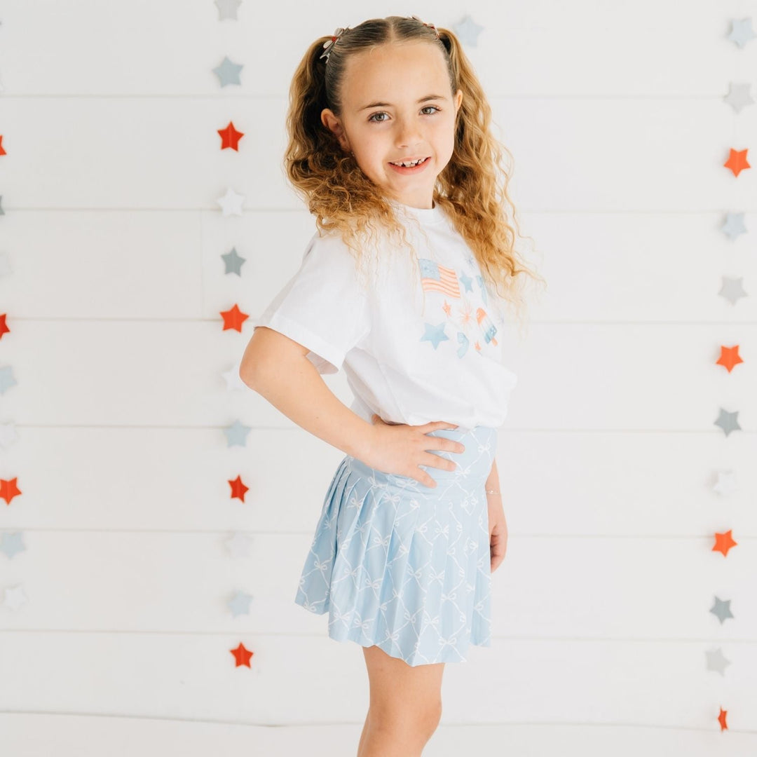 Powder Blue Bow Trellis Athletic Skort