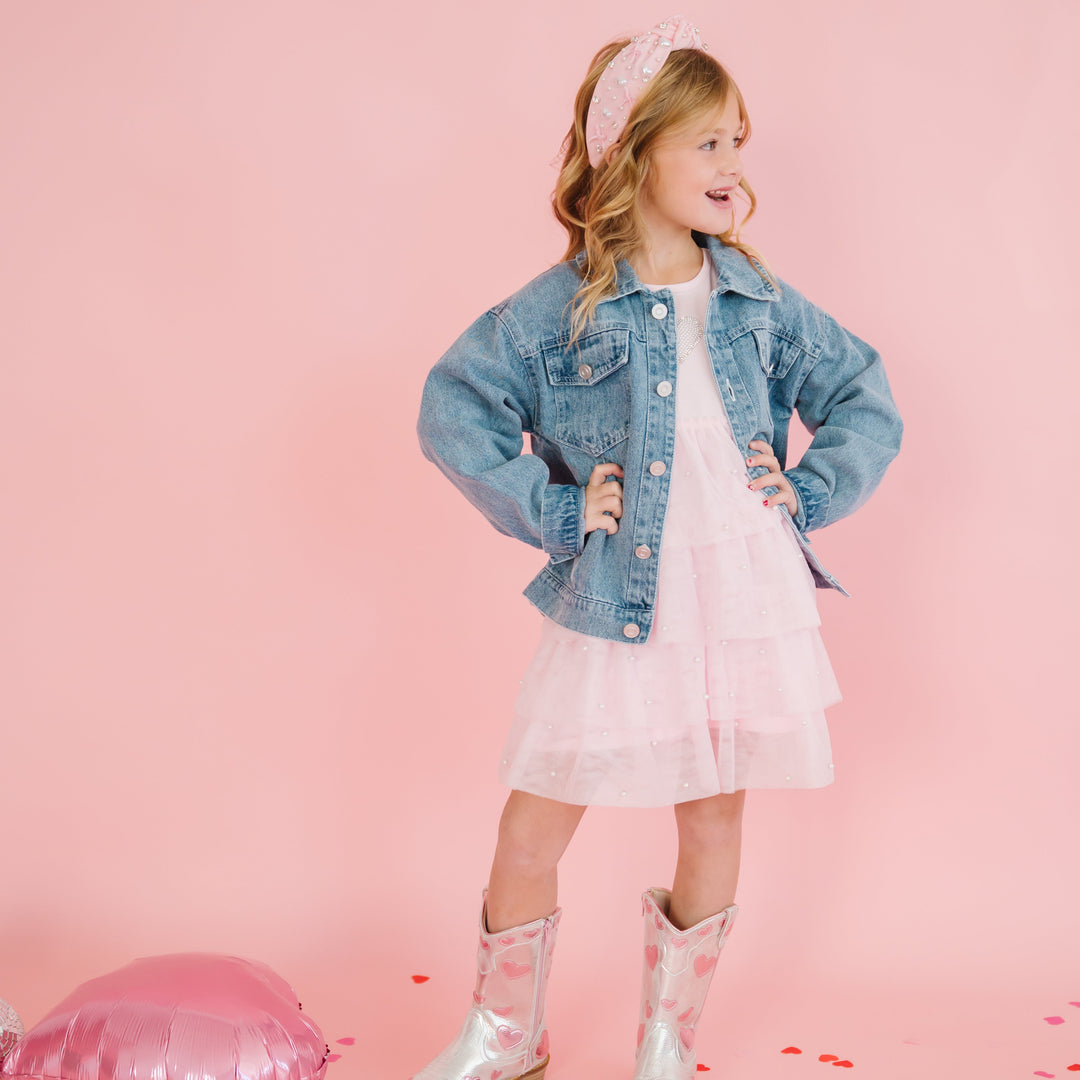 Pearl Heart Patch Denim Jacket