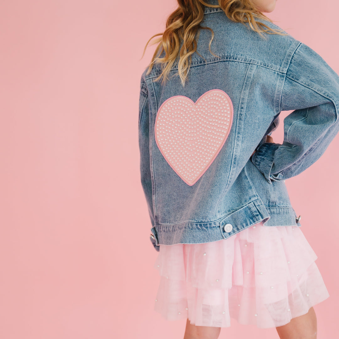 Pearl Heart Patch Denim Jacket