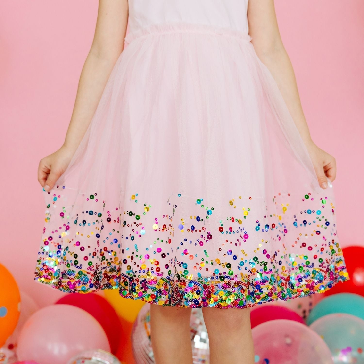 Pink Confetti Short Sleeve Tutu Dress – Sweet Wink
