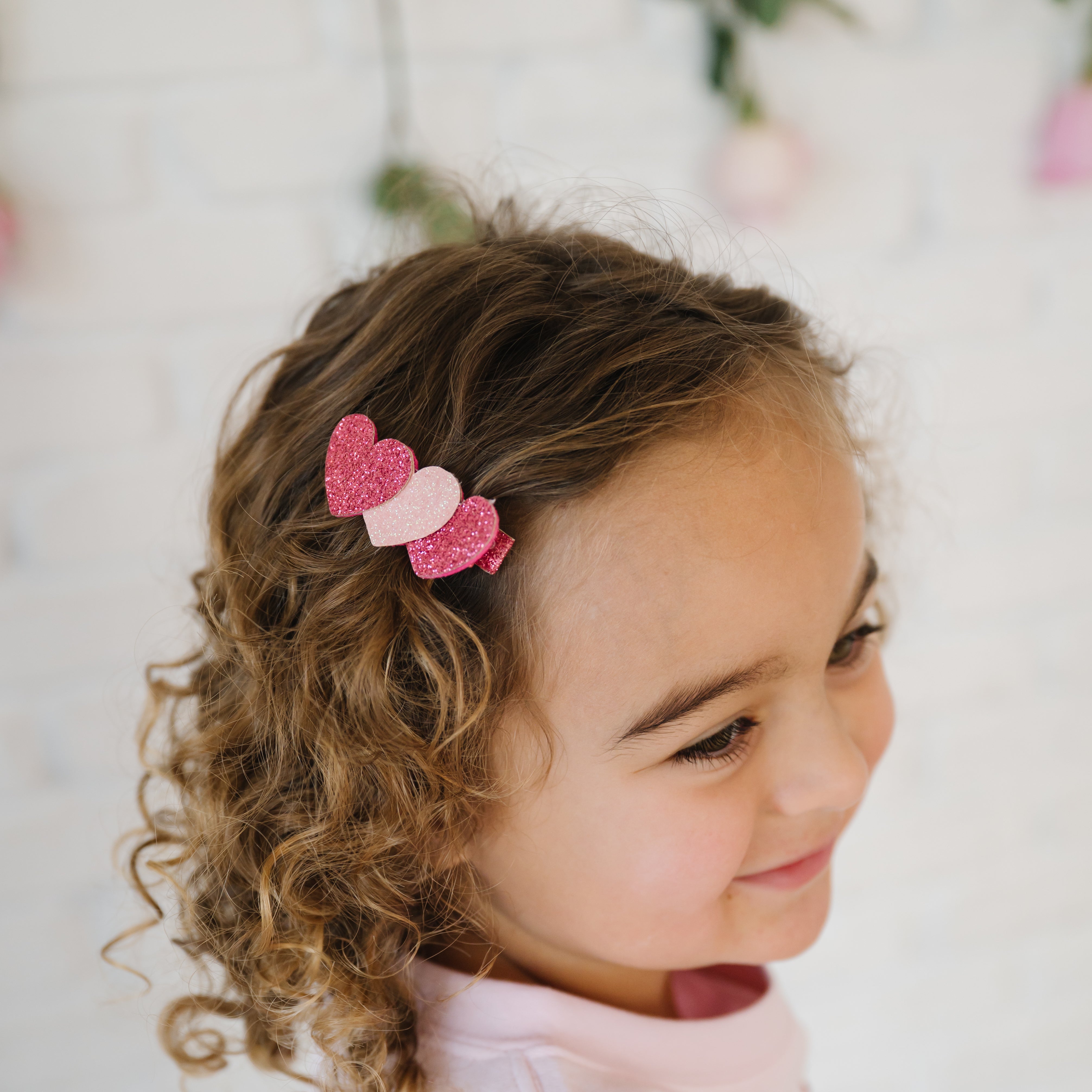 Pink Sparkle Hearts Valentine's Day Clip – Sweet Wink