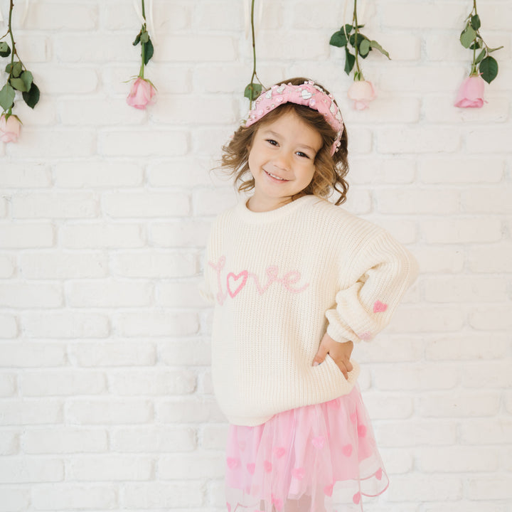 Ditsy Love Valentine's Day Knit Sweater