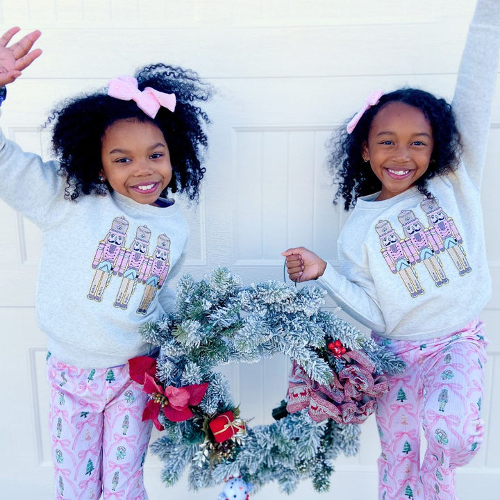 Pastel Nutcracker Patch Christmas Sweatshirt - Natural