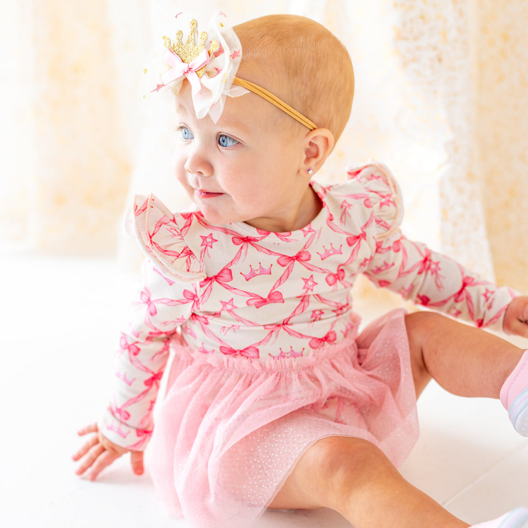 Princess Crown Tulle Bow Baby Headband