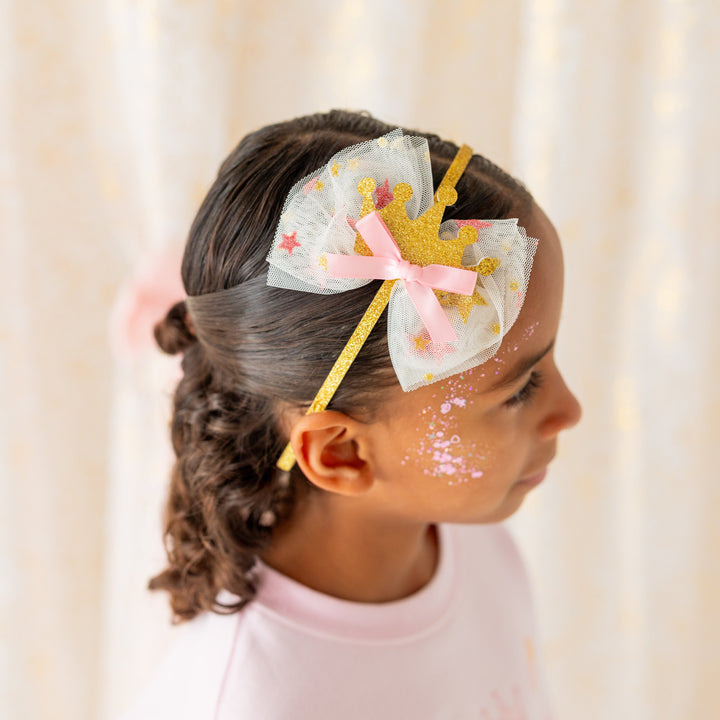 Princess Crown Tulle Bow Headband
