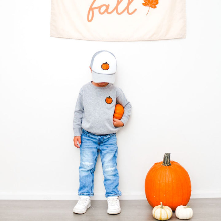 Pumpkin Patch Trucker Hat - Gray/White