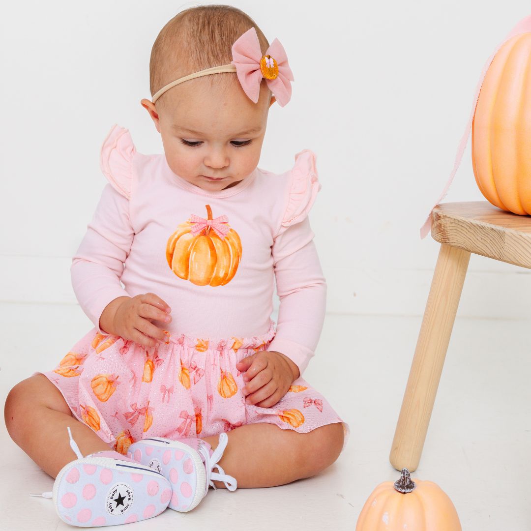 Coquette Pumpkin Long Sleeve Tutu Bodysuit