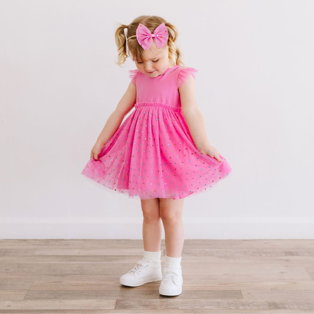 Raspberry Rhinestone Bow Baby Headband