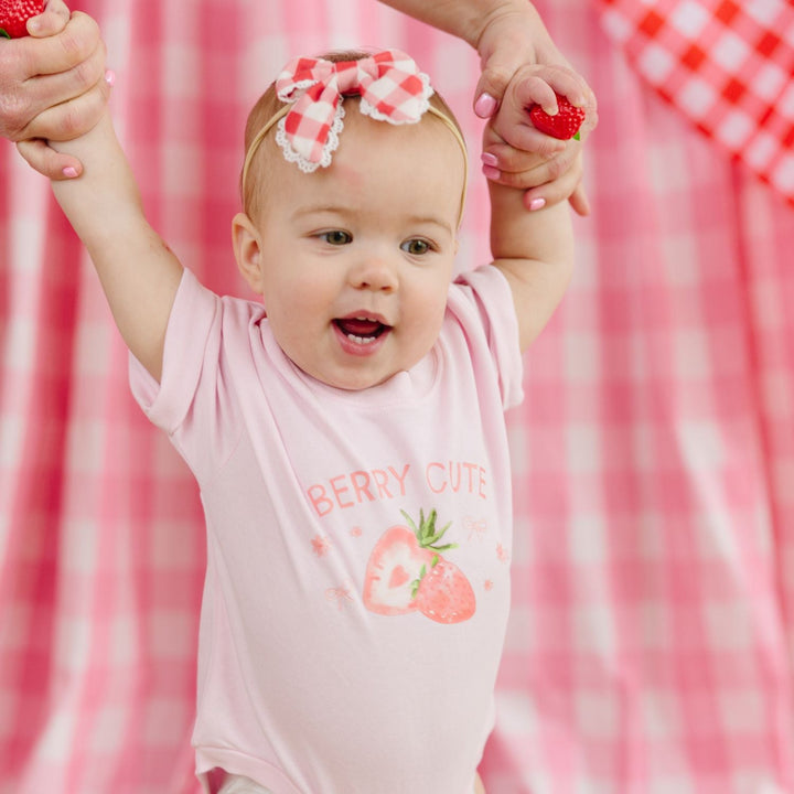 Berry Cute Strawberry Short Sleeve Romper - Ballet