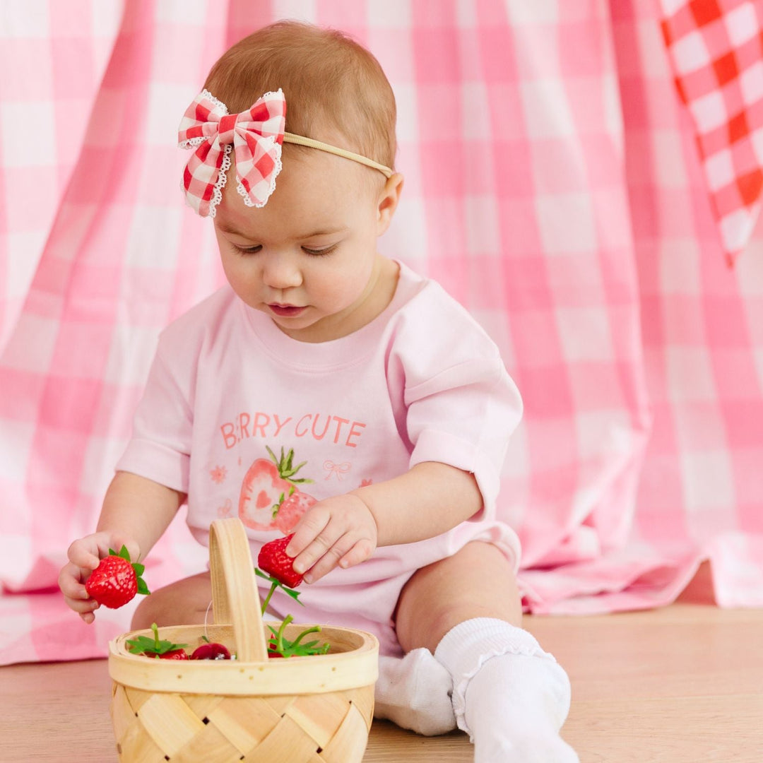 Red Gingham Bow Baby Headband