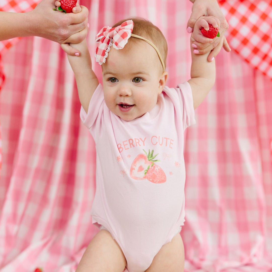 Berry Cute Strawberry Short Sleeve Romper - Ballet