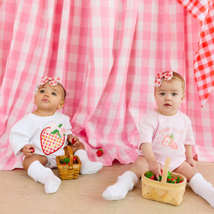 Red Gingham Bow Baby Headband