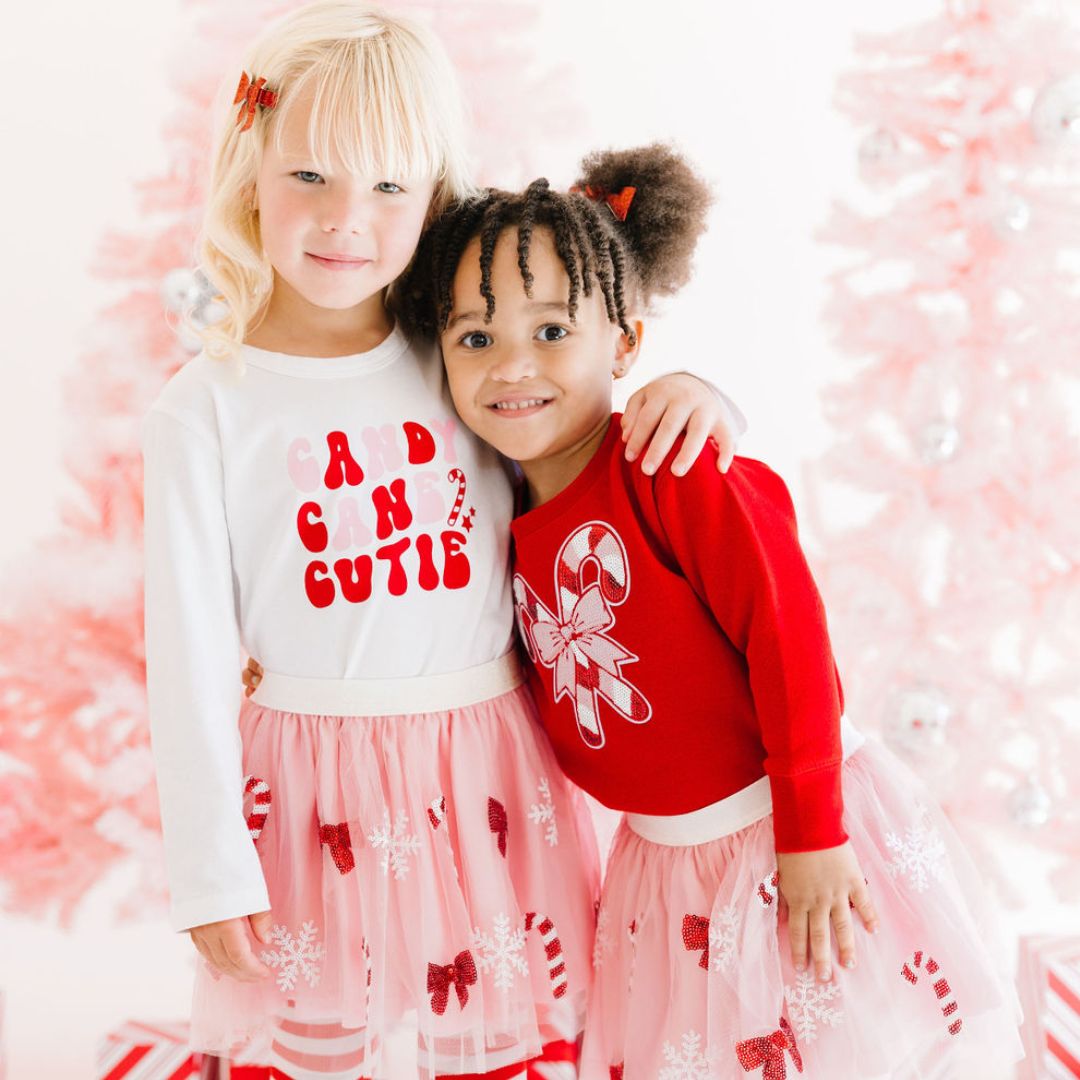 Candy Cane Patch Christmas Sweatshirt - Red