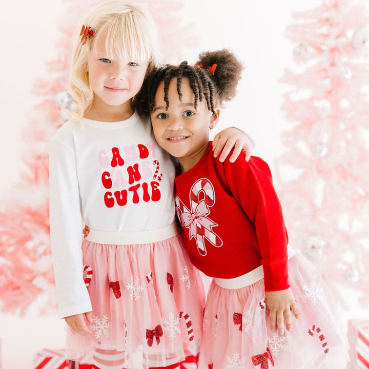 Candy Cane Patch Christmas Sweatshirt - Red