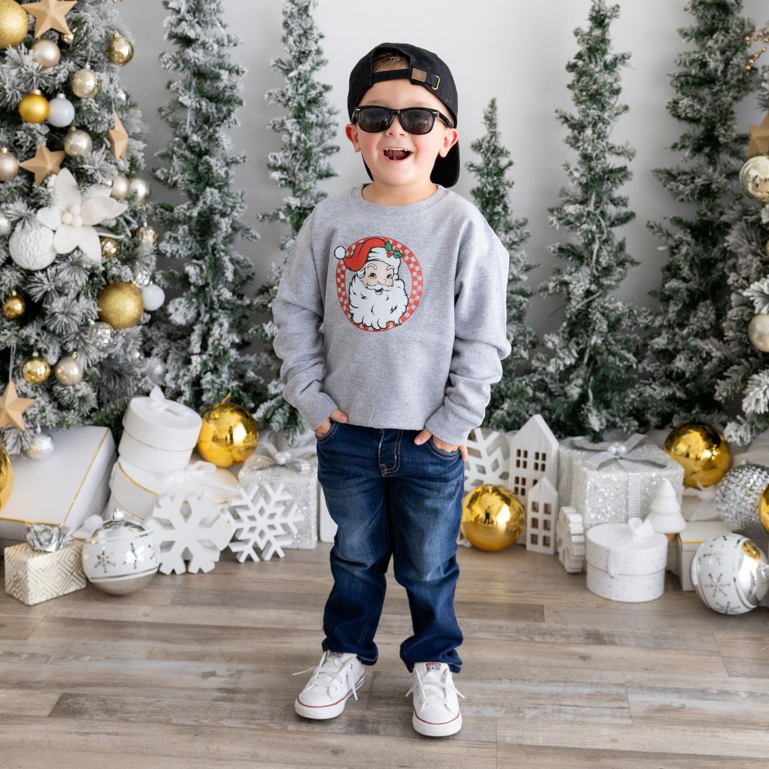 Retro Santa Christmas Sweatshirt - Gray