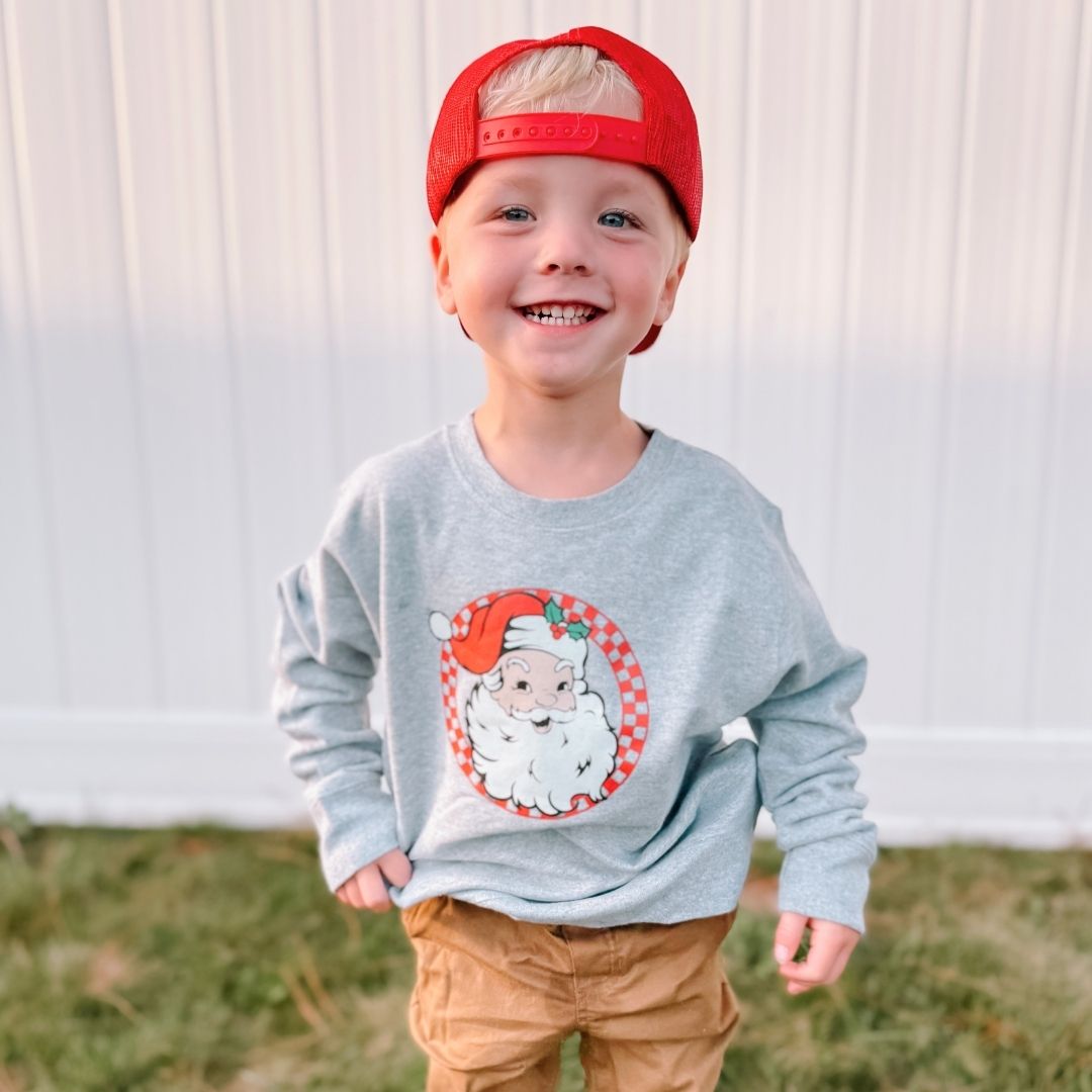 Retro Santa Christmas Sweatshirt - Gray