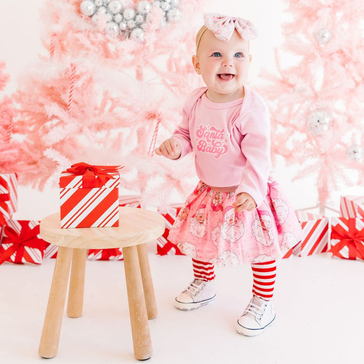 Retro Santa Christmas Tulle Bow Baby Headband