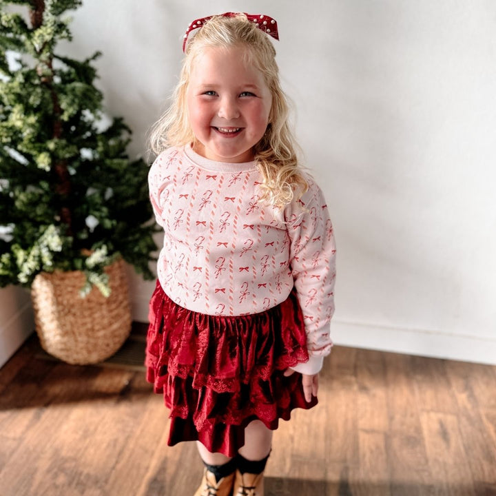 Ruby Red Velvet Tiered Christmas Skirt