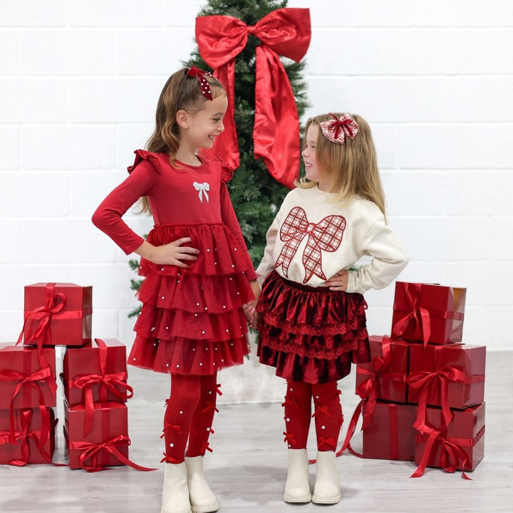 Ruby Red Velvet Tiered Christmas Skirt