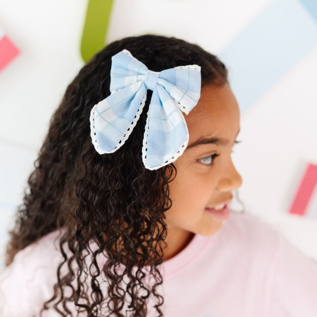 Blue Plaid Bow Clip
