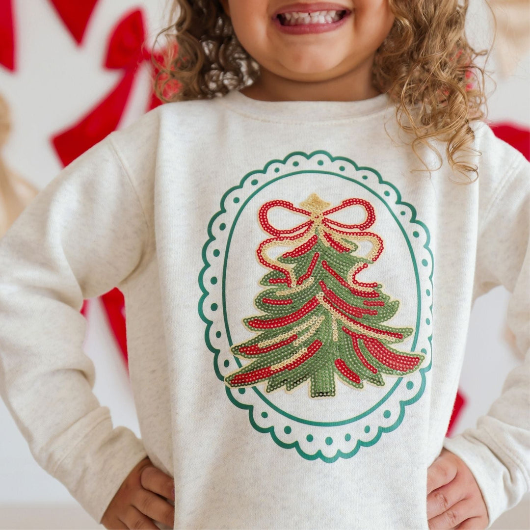 Sequin Christmas Tree Patch Sweatshirt