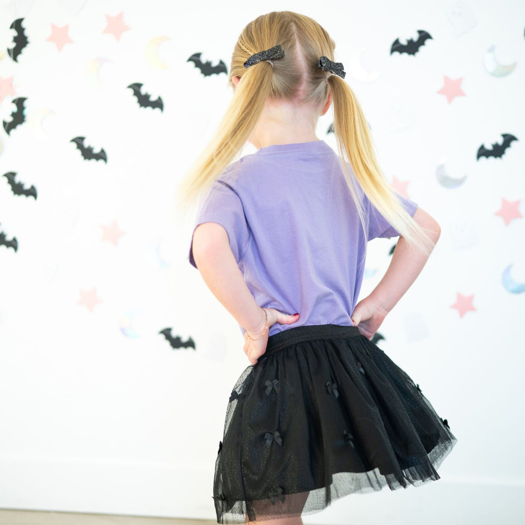 Black Glitter Bow Clip Set