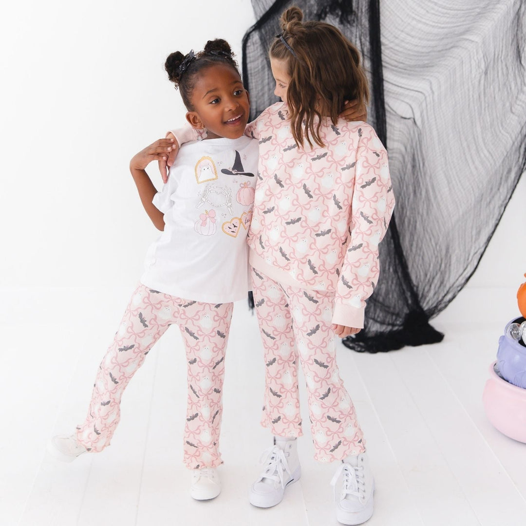 Bat And Ghost Trellis Halloween Flare Legging