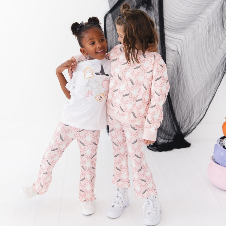 Bat And Ghost Trellis Halloween Flare Legging