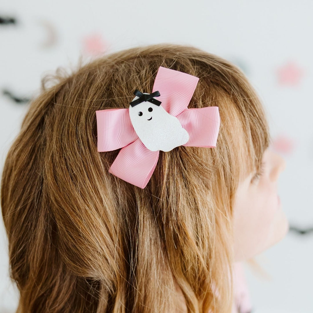 Sweet Ghost Halloween Grosgrain Bow Clip