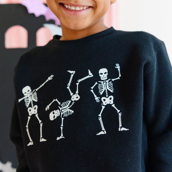 Silly Skelly Glow In The Dark Halloween Sweatshirt - Black