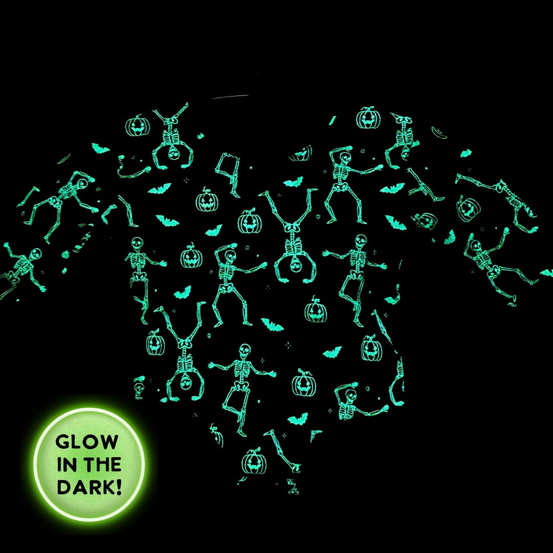 Glow In The Dark Silly Skelly Halloween Long Sleeve Romper