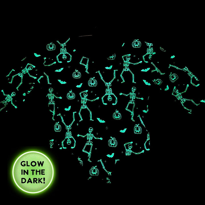 Glow In The Dark Silly Skelly Halloween Long Sleeve Romper