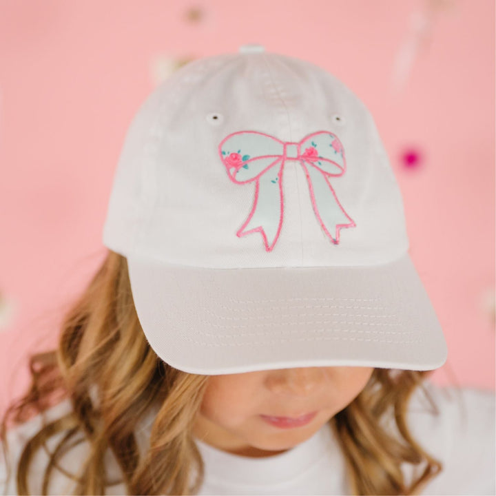 Sky Blue Floral Bow Patch Baseball Hat