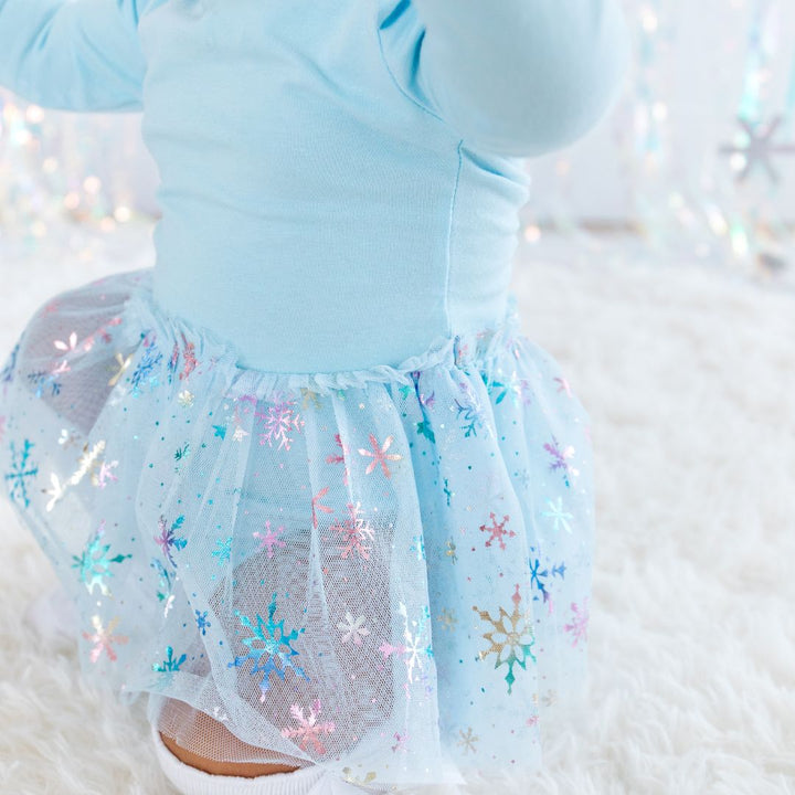 Snow Princess Iridescent Long Sleeve Tutu Bodysuit