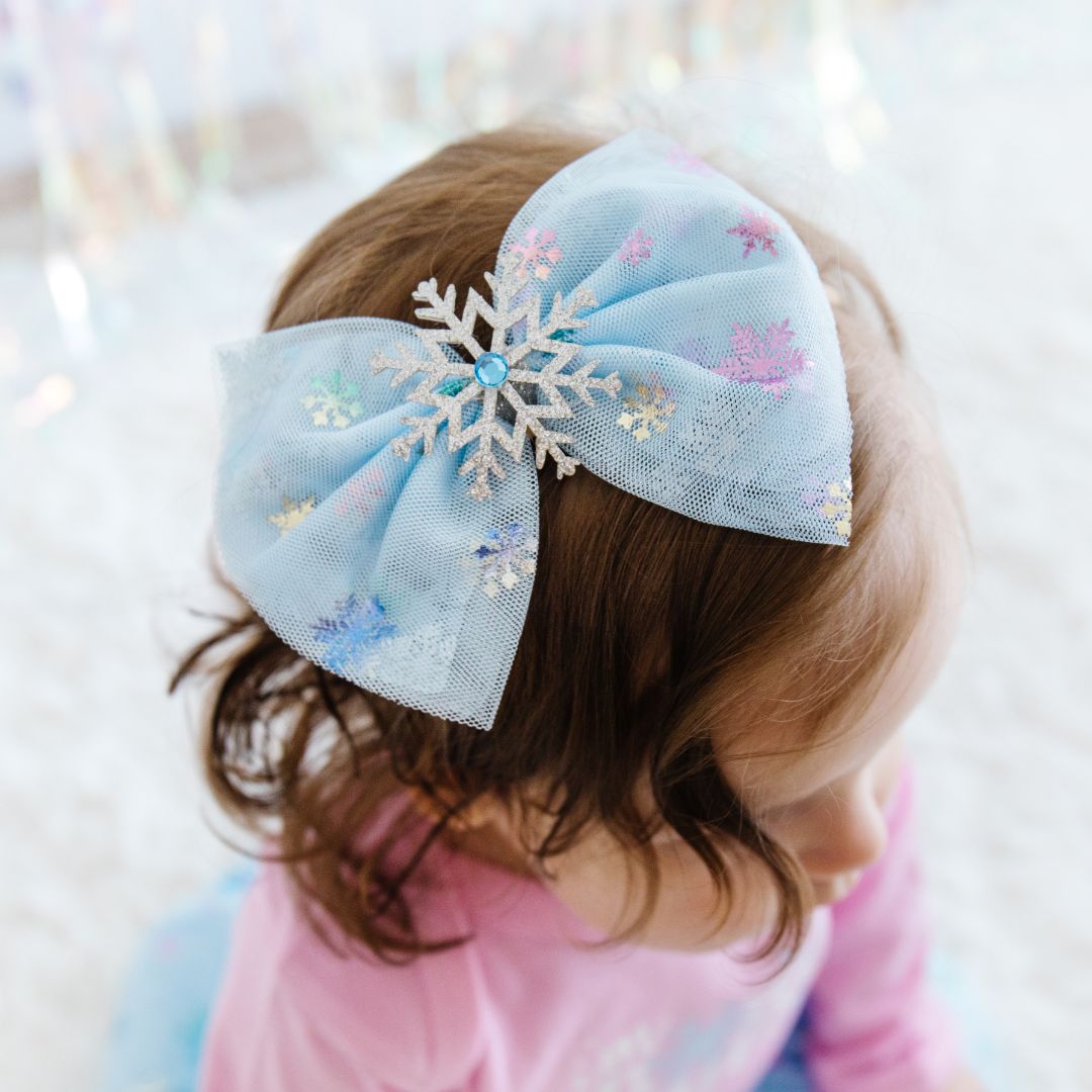 Snow Princess Iridescent Tulle Bow Baby Headband – Sweet Wink display picture 1